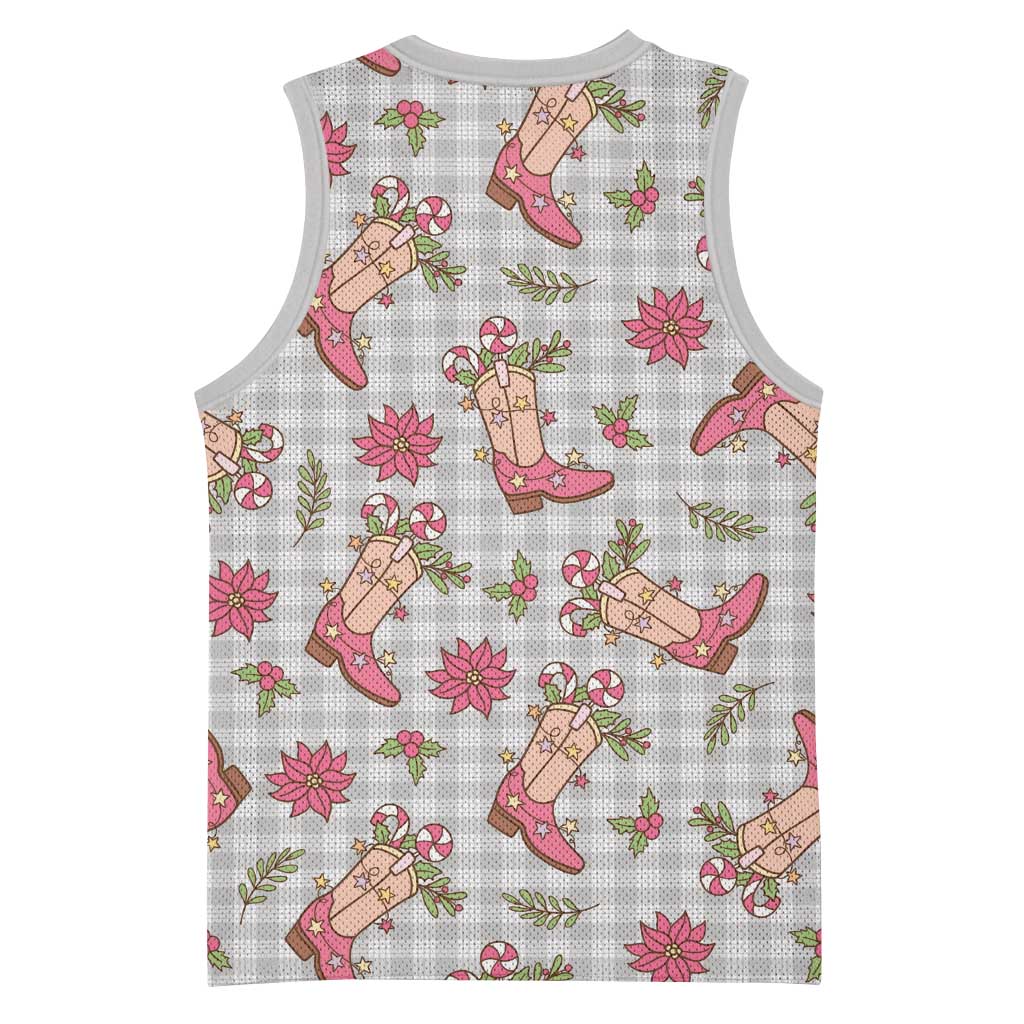 Gray Paniolo Palaka Hawaiian Cowgirl Christmas Basketball Jersey - Polynesian Pride