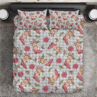 Gray Paniolo Palaka Hawaiian Cowgirl Christmas Bedding Set - Polynesian Pride