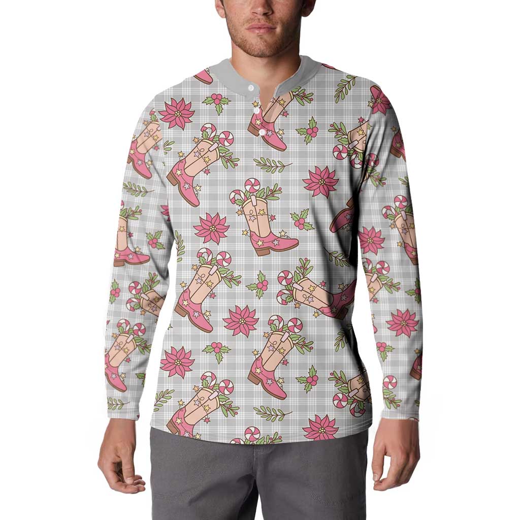 Gray Paniolo Palaka Hawaiian Cowgirl Christmas Button Sweatshirt - Polynesian Pride