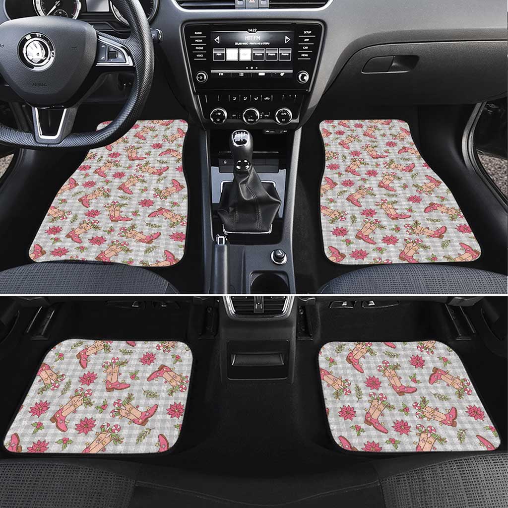 Gray Paniolo Palaka Hawaiian Cowgirl Christmas Car Mats - Polynesian Pride