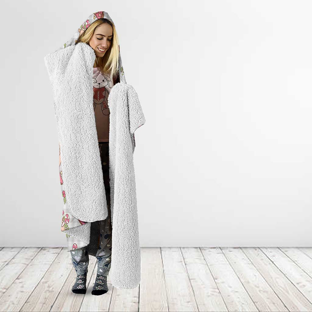 Gray Paniolo Palaka Hawaiian Cowgirl Christmas Hooded Blanket - Polynesian Pride