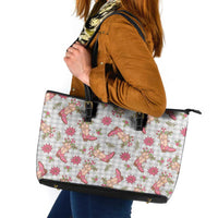 Gray Paniolo Palaka Hawaiian Cowgirl Christmas Leather Tote Bag LT9 Gray - Polynesian Pride