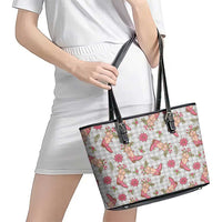 Gray Paniolo Palaka Hawaiian Cowgirl Christmas Leather Tote Bag LT9 - Polynesian Pride