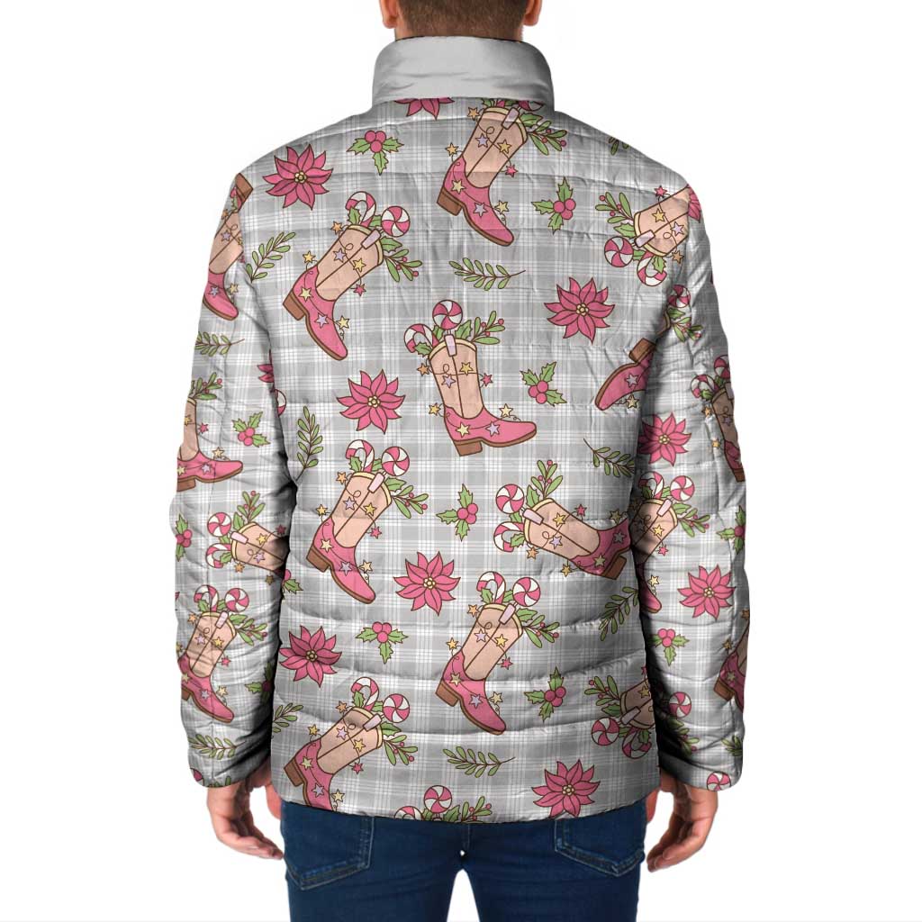 Gray Paniolo Palaka Hawaiian Cowgirl Christmas Padded Jacket - Polynesian Pride