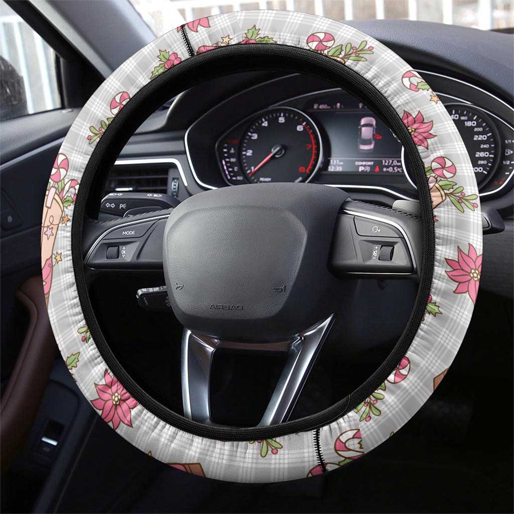 Gray Paniolo Palaka Hawaiian Cowgirl Christmas Steering Wheel Cover - Polynesian Pride