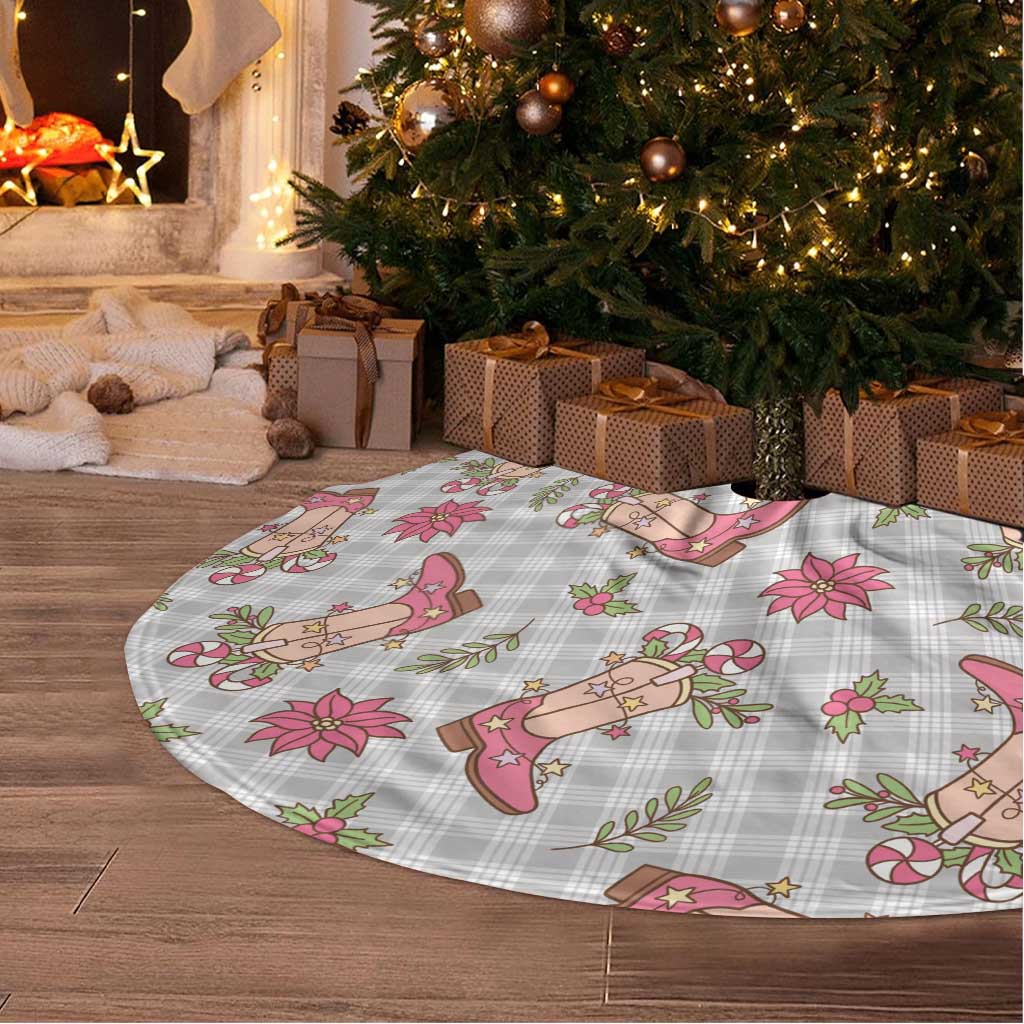 Gray Paniolo Palaka Hawaiian Cowgirl Christmas Tree Skirt - Polynesian Pride