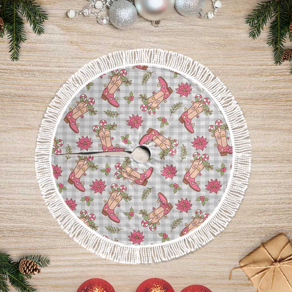 Gray Paniolo Palaka Hawaiian Cowgirl Christmas Tree Skirt - Polynesian Pride