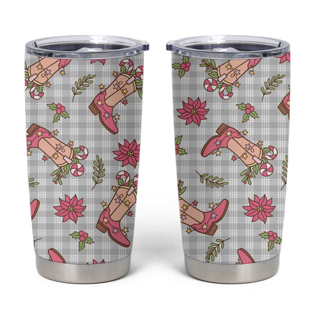 Gray Paniolo Palaka Hawaiian Cowgirl Christmas Tumbler Cup - Polynesian Pride