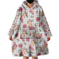 Gray Paniolo Palaka Hawaiian Cowgirl Christmas Wearable Blanket Hoodie - Polynesian Pride