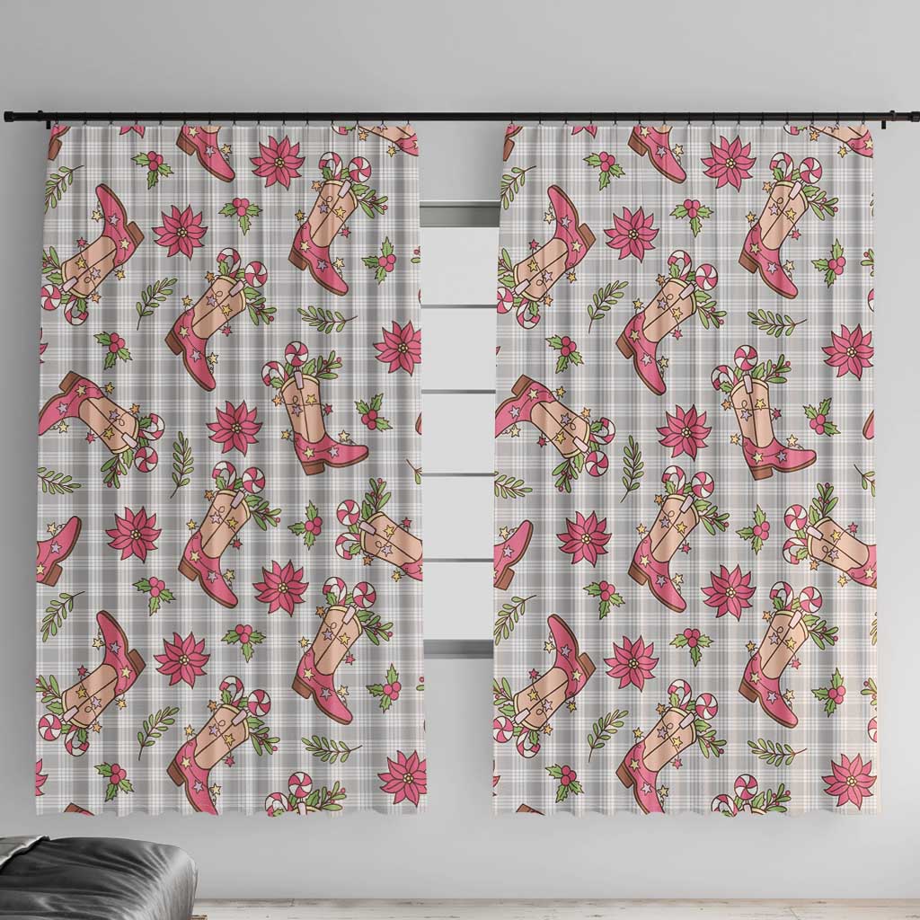 Gray Paniolo Palaka Hawaiian Cowgirl Christmas Window Curtain - Polynesian Pride