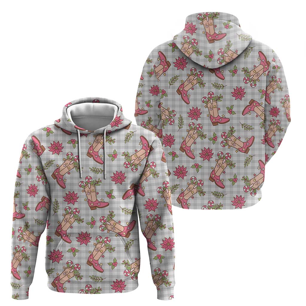 Gray Paniolo Palaka Hawaiian Cowgirl Christmas Zip Hoodie - Polynesian Pride