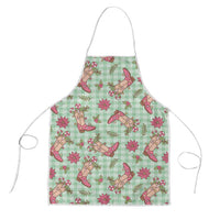 Green Paniolo Palaka Hawaiian Cowgirl Christmas Apron - Polynesian Pride