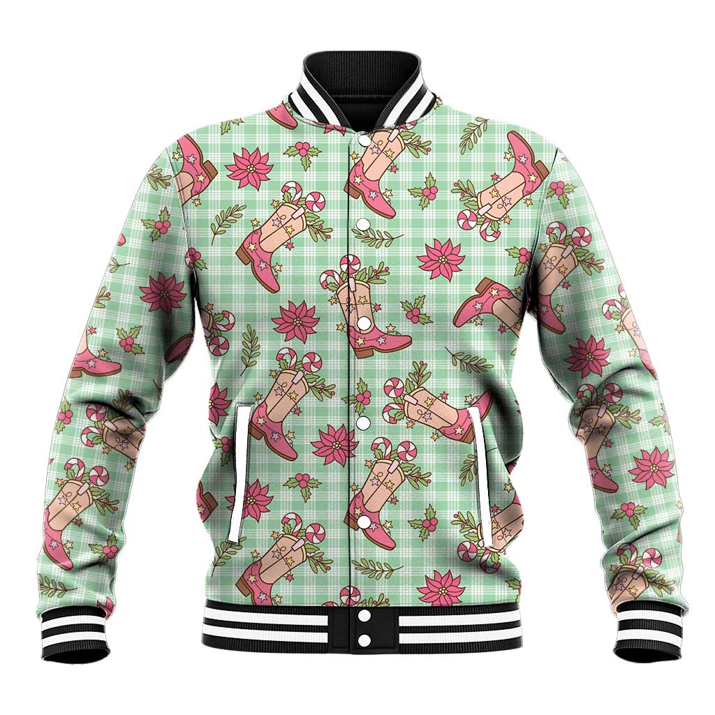 Green Paniolo Palaka Hawaiian Cowgirl Christmas Baseball Jacket - Polynesian Pride