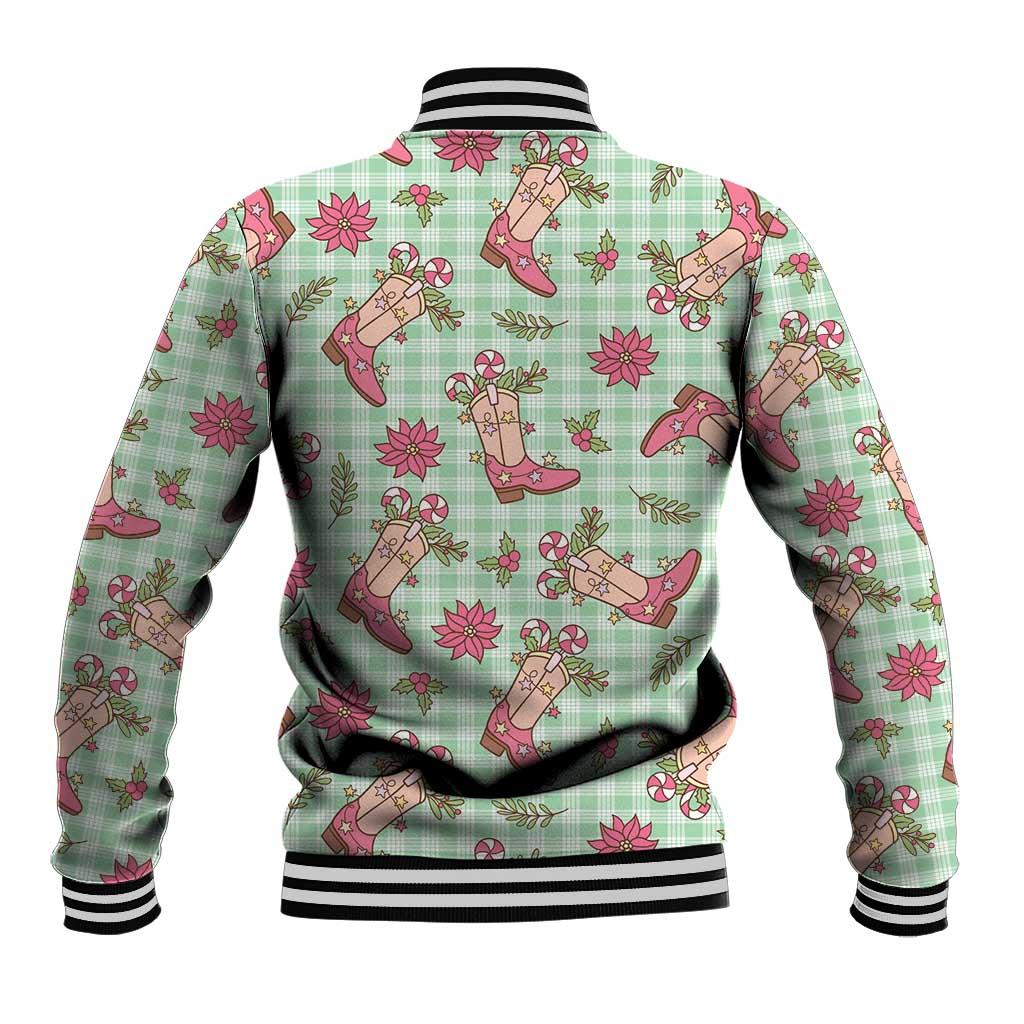 Green Paniolo Palaka Hawaiian Cowgirl Christmas Baseball Jacket - Polynesian Pride