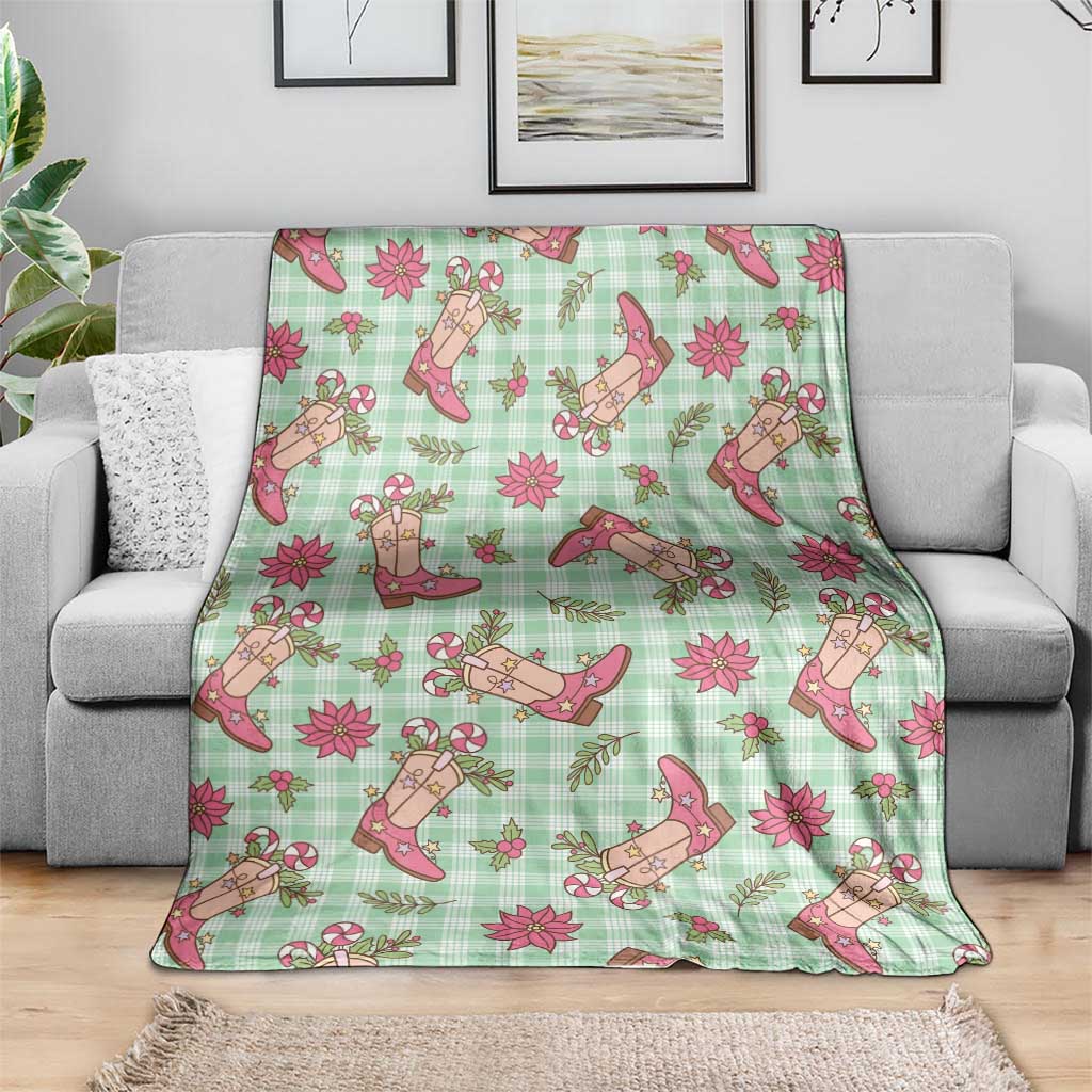 Green Paniolo Palaka Hawaiian Cowgirl Christmas Blanket - Polynesian Pride