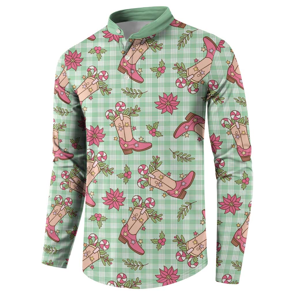 Green Paniolo Palaka Hawaiian Cowgirl Christmas Button Sweatshirt - Polynesian Pride