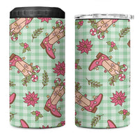 Green Paniolo Palaka Hawaiian Cowgirl Christmas 4 in 1 Can Cooler Tumbler - Polynesian Pride