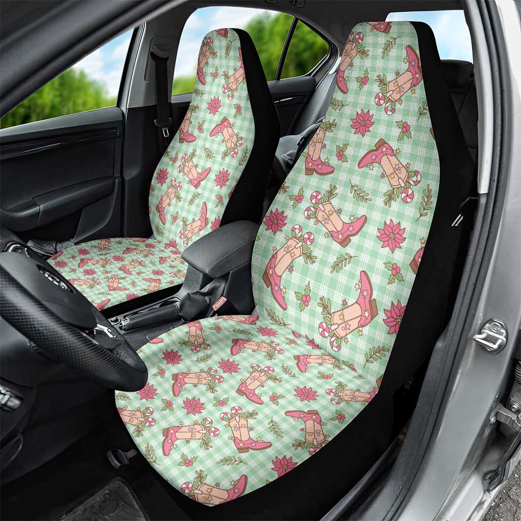 Green Paniolo Palaka Hawaiian Cowgirl Christmas Car Seat Cover - Polynesian Pride