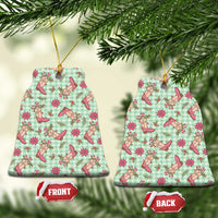 Green Paniolo Palaka Hawaiian Cowgirl Christmas Ceramic Ornament - Polynesian Pride