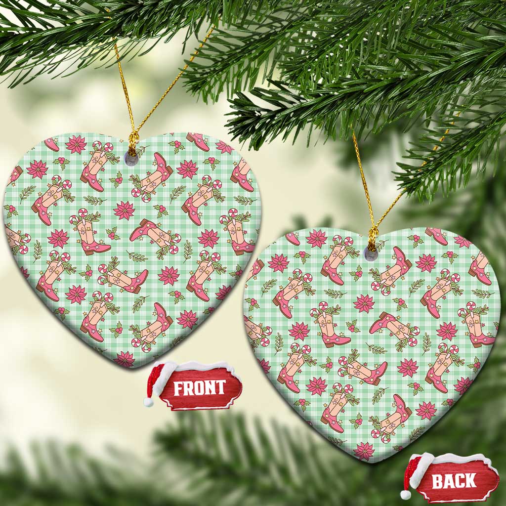 Green Paniolo Palaka Hawaiian Cowgirl Christmas Ceramic Ornament - Polynesian Pride