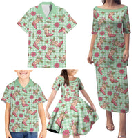 Green Paniolo Palaka Hawaiian Cowgirl Christmas Family Matching Puletasi and Hawaiian Shirt LT9 - Polynesian Pride