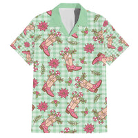 Green Paniolo Palaka Hawaiian Cowgirl Christmas Family Matching Short Sleeve Bodycon Dress and Hawaiian Shirt - Polynesian Pride