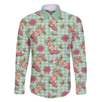 Green Paniolo Palaka Hawaiian Cowgirl Christmas Family Matching Short Sleeve Bodycon Dress and Hawaiian Shirt - Polynesian Pride