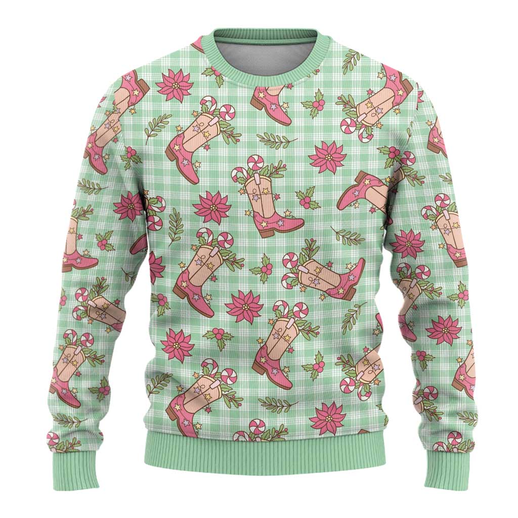 Green Paniolo Palaka Hawaiian Cowgirl Christmas Ugly Christmas Sweater - Polynesian Pride