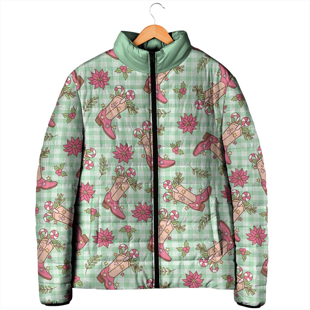 Green Paniolo Palaka Hawaiian Cowgirl Christmas Padded Jacket - Polynesian Pride