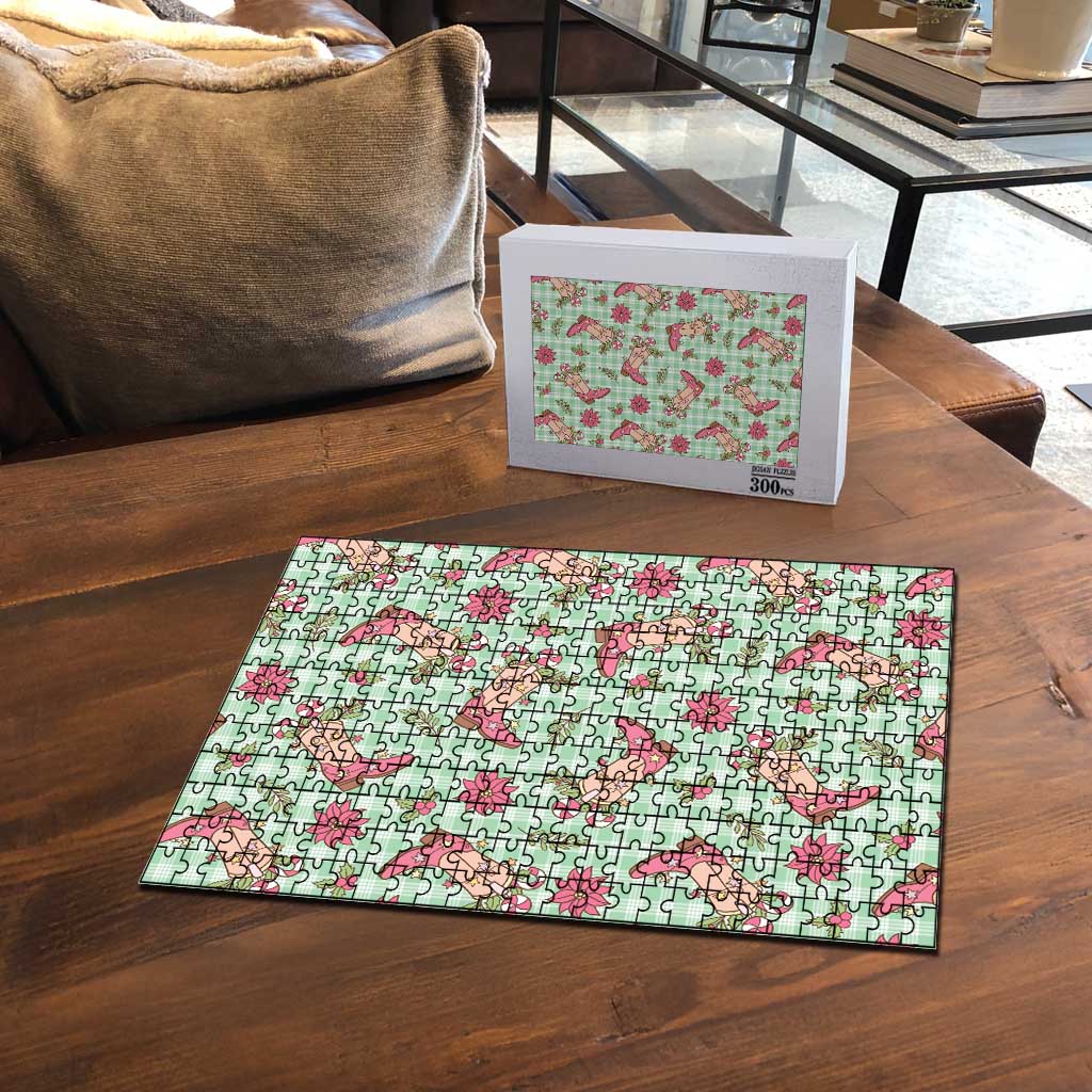 Green Paniolo Palaka Hawaiian Cowgirl Christmas Puzzle - Polynesian Pride