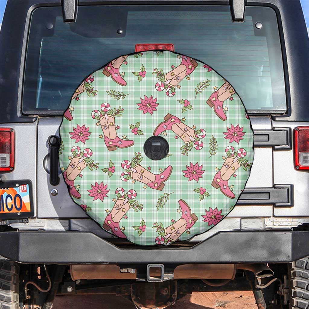 Green Paniolo Palaka Hawaiian Cowgirl Christmas Spare Tire Cover - Polynesian Pride