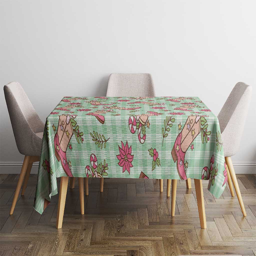 Green Paniolo Palaka Hawaiian Cowgirl Christmas Tablecloth - Polynesian Pride