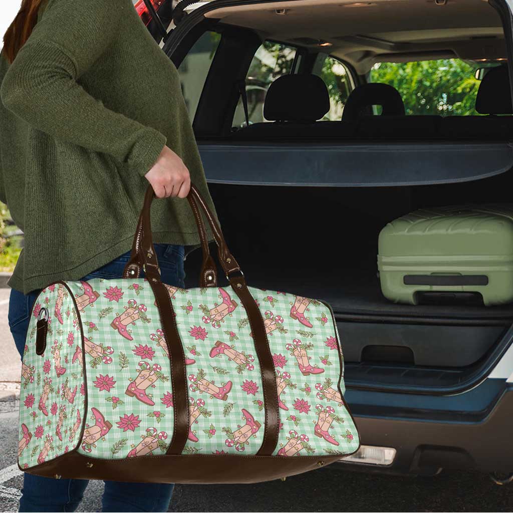 Green Paniolo Palaka Hawaiian Cowgirl Christmas Travel Bag - Polynesian Pride