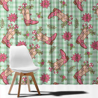 Green Paniolo Palaka Hawaiian Cowgirl Christmas Window Curtain - Polynesian Pride