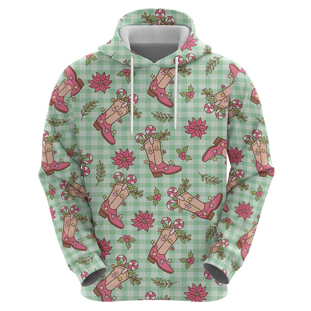 Green Paniolo Palaka Hawaiian Cowgirl Christmas Zip Hoodie - Polynesian Pride