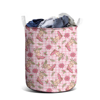 Pink Paniolo Palaka Hawaiian Cowgirl Christmas Laundry Basket - Polynesian Pride