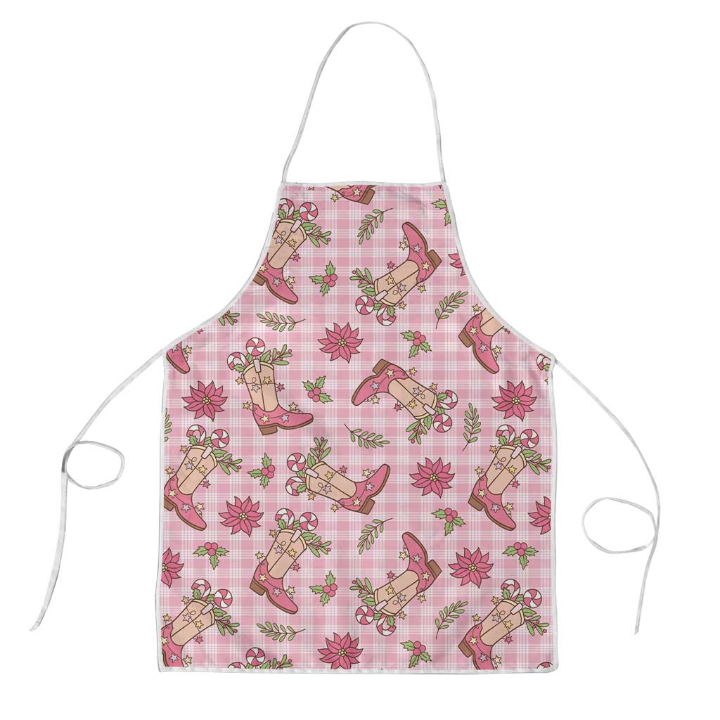 Pink Paniolo Palaka Hawaiian Cowgirl Christmas Apron - Polynesian Pride