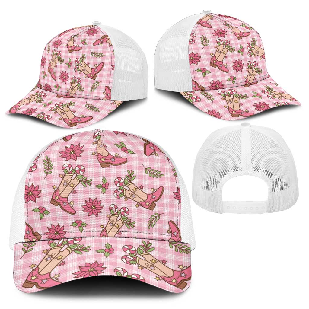 Pink Paniolo Palaka Hawaiian Cowgirl Christmas Baseball Net Cap - Polynesian Pride