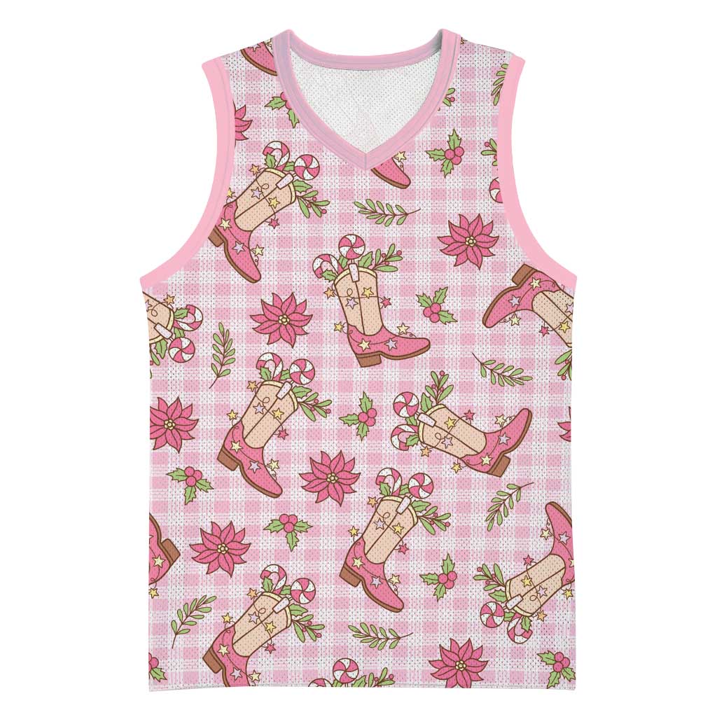 Pink Paniolo Palaka Hawaiian Cowgirl Christmas Basketball Jersey - Polynesian Pride