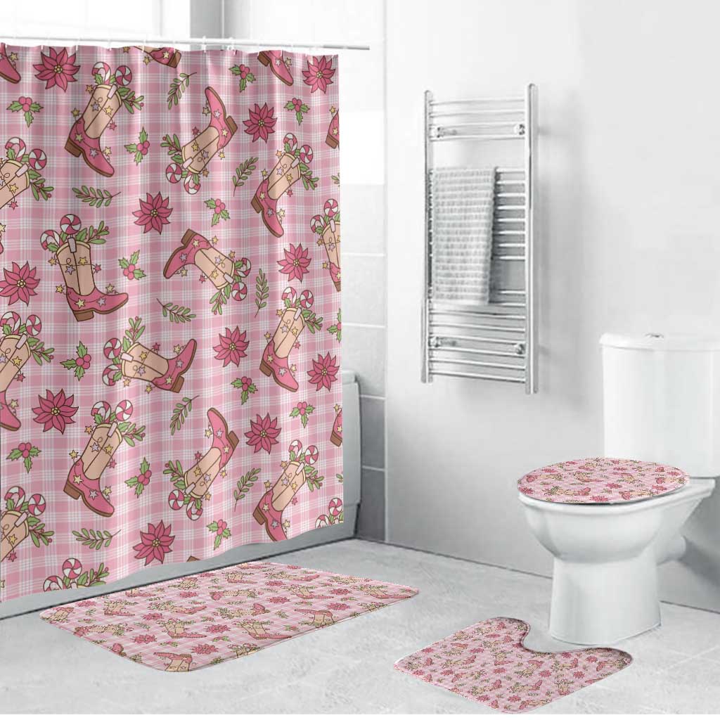 Pink Paniolo Palaka Hawaiian Cowgirl Christmas Bathroom Set - Polynesian Pride