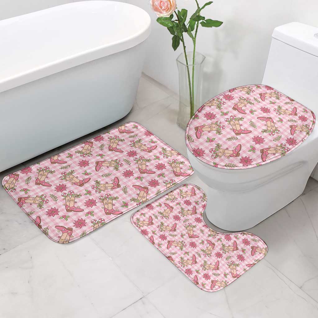 Pink Paniolo Palaka Hawaiian Cowgirl Christmas Bathroom Set - Polynesian Pride