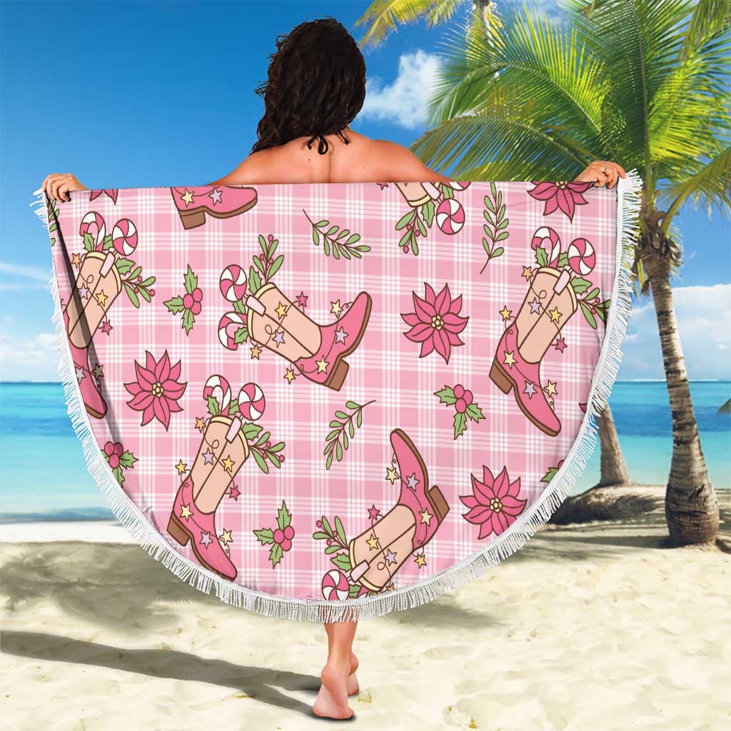 Pink Paniolo Palaka Hawaiian Cowgirl Christmas Beach Blanket - Polynesian Pride