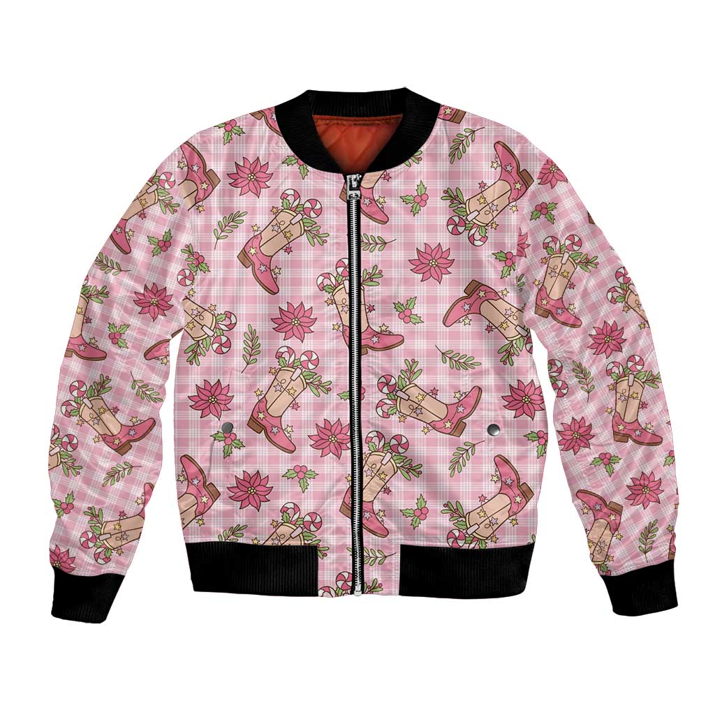 Pink Paniolo Palaka Hawaiian Cowgirl Christmas Bomber Jacket - Polynesian Pride