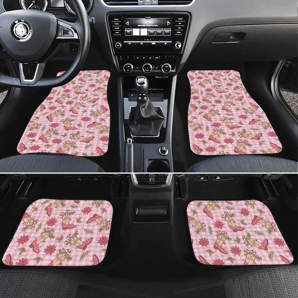 Pink Paniolo Palaka Hawaiian Cowgirl Christmas Car Mats - Polynesian Pride