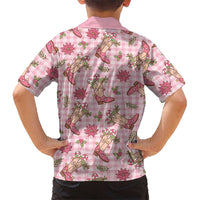 Pink Paniolo Palaka Hawaiian Cowgirl Christmas Family Matching Off Shoulder Short Dress and Hawaiian Shirt LT9 - Polynesian Pride