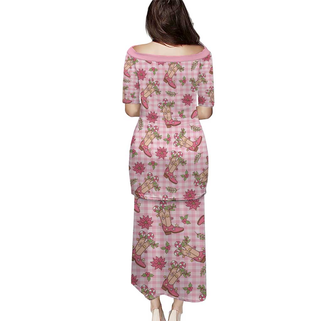 Pink Paniolo Palaka Hawaiian Cowgirl Christmas Family Matching Puletasi and Hawaiian Shirt LT9 - Polynesian Pride