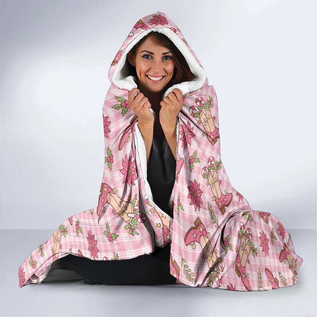 Pink Paniolo Palaka Hawaiian Cowgirl Christmas Hooded Blanket - Polynesian Pride