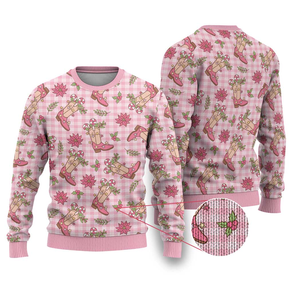 Pink Paniolo Palaka Hawaiian Cowgirl Christmas Ugly Christmas Sweater - Polynesian Pride