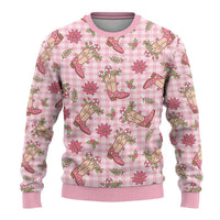 Pink Paniolo Palaka Hawaiian Cowgirl Christmas Ugly Christmas Sweater - Polynesian Pride