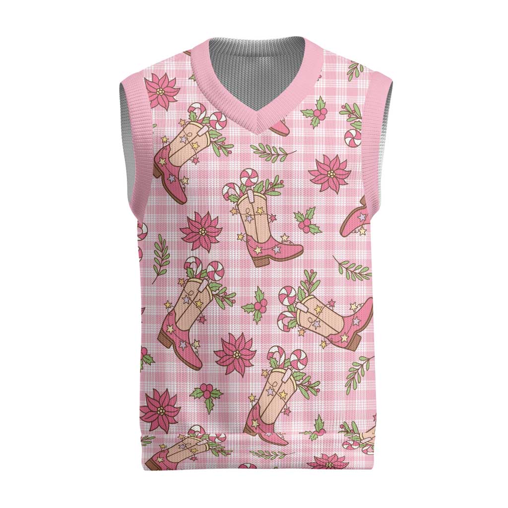 Pink Paniolo Palaka Hawaiian Cowgirl Christmas Knitted V-Neck Vest - Polynesian Pride